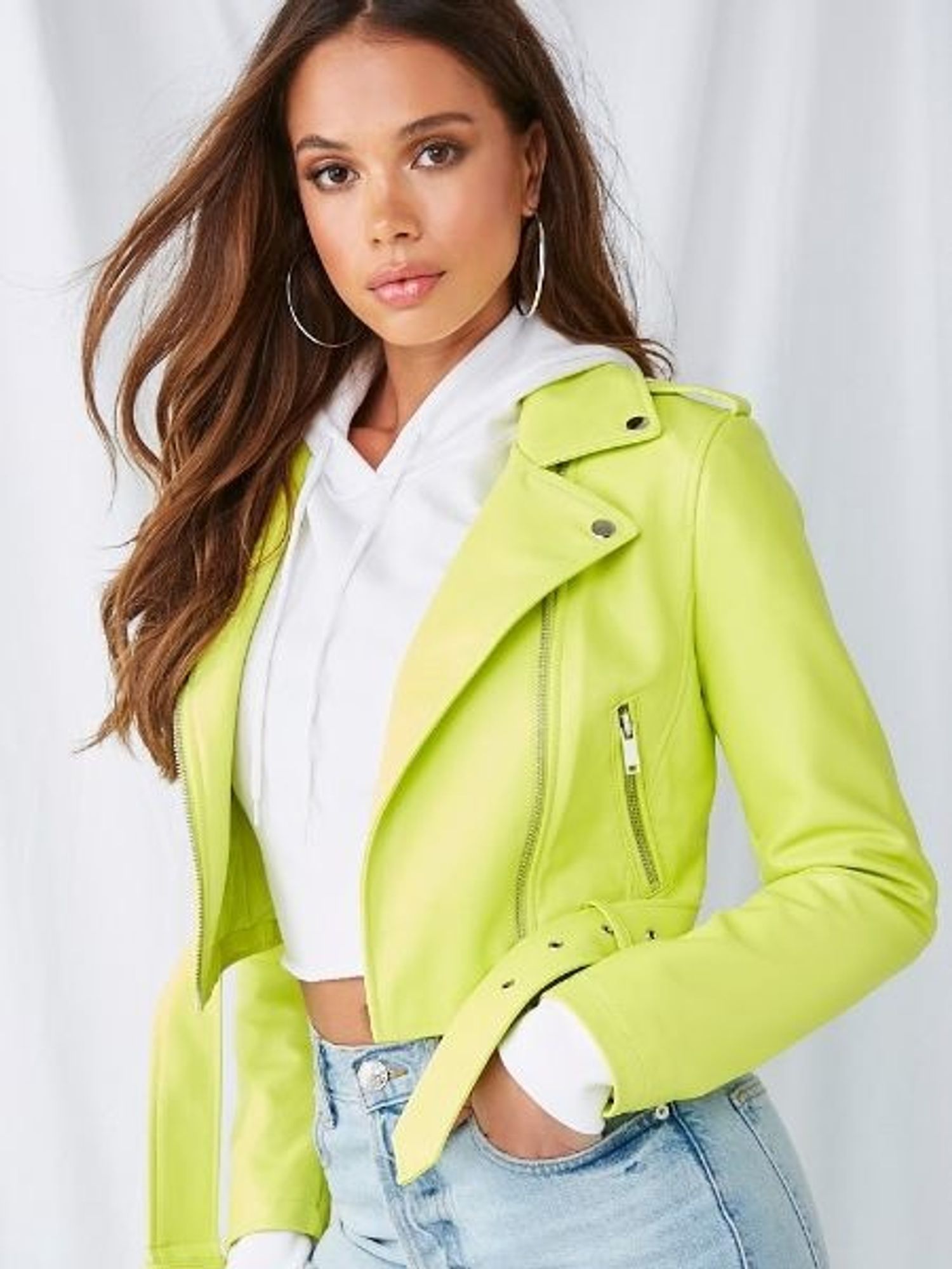 short yellow leather jacket