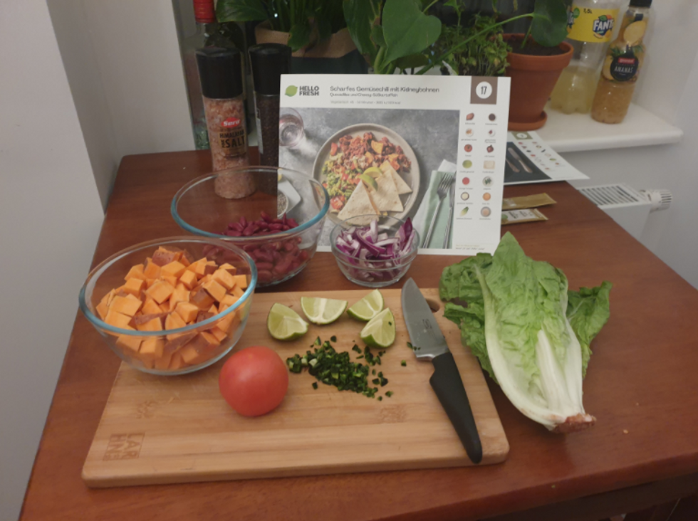 hellofresh vegetables chopped