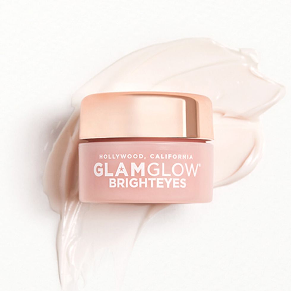 GLAMGLOW BRIGHTEYESu2122 Illuminating Anti-Fatigue Eye Cream in a rose gold jar