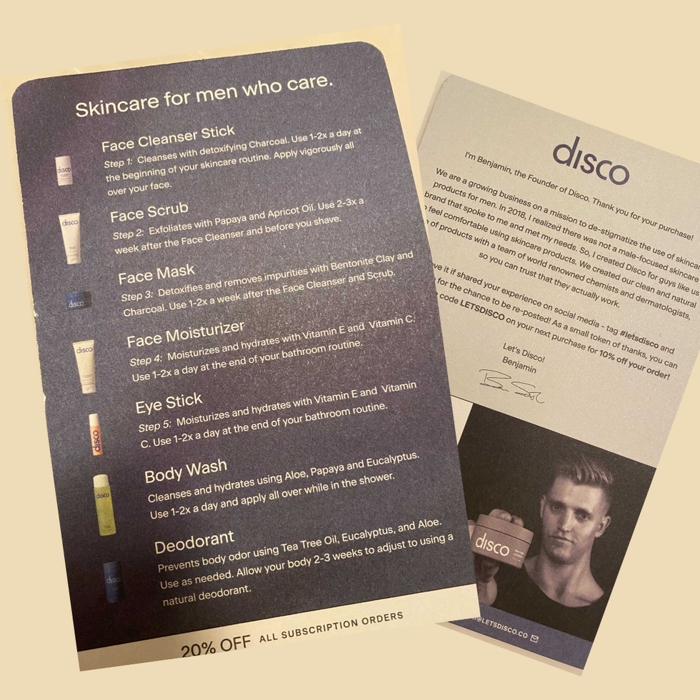 Disco skincare product instructions